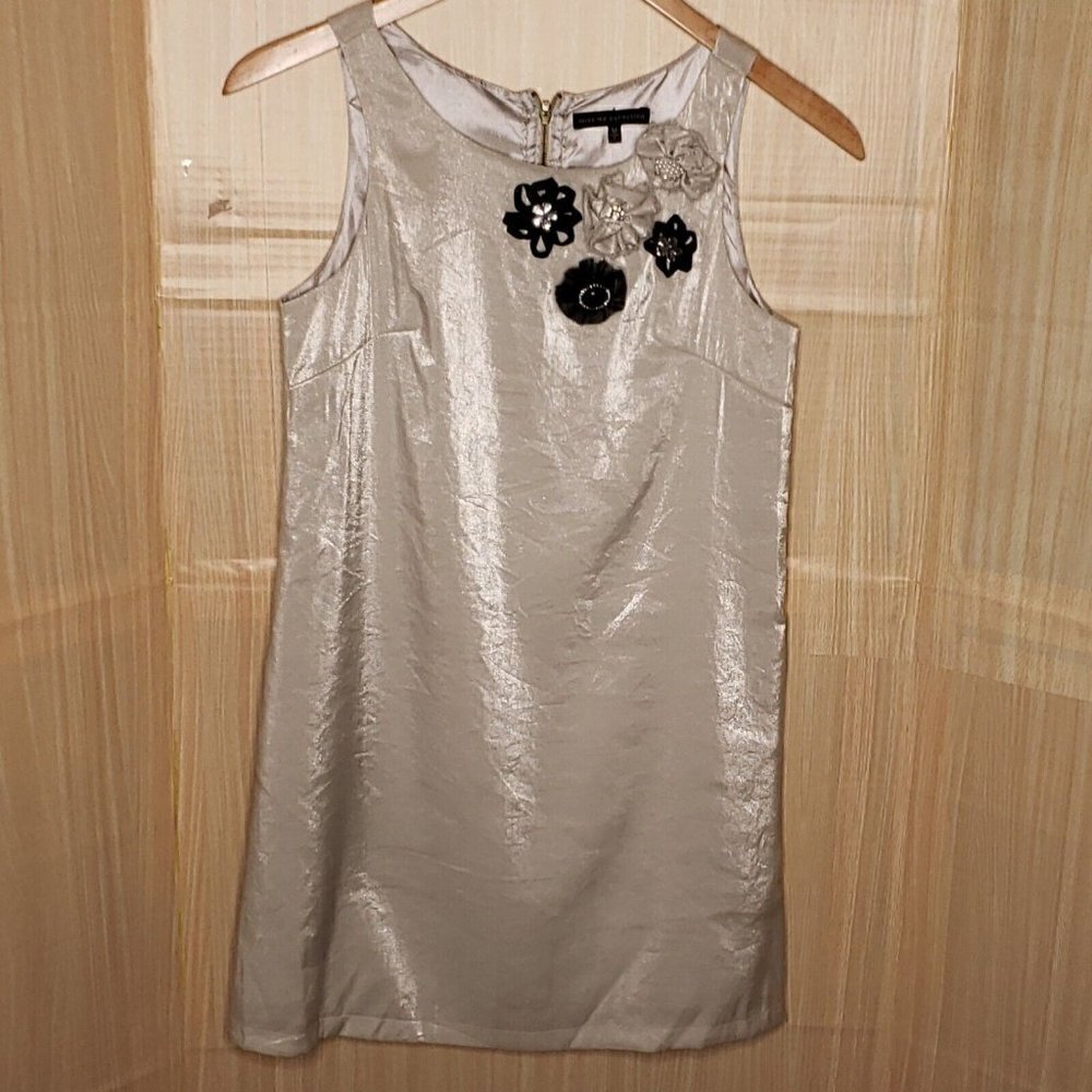 Miss Me Collection Womens Light Silver Shiny Silky Sheath Dress Medium
